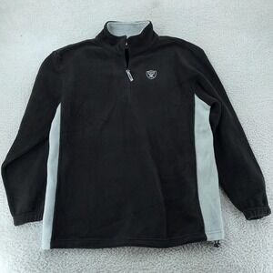 Las Vegas Raiders Sweater Mens Large Black Gray NFL Football Quarter Zip Fleece